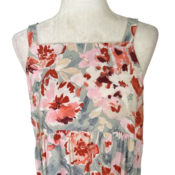 Easel Anthropologie Pastel Pink Floral Tiered Maxi Slip Dress - L - Picture 2 of 10